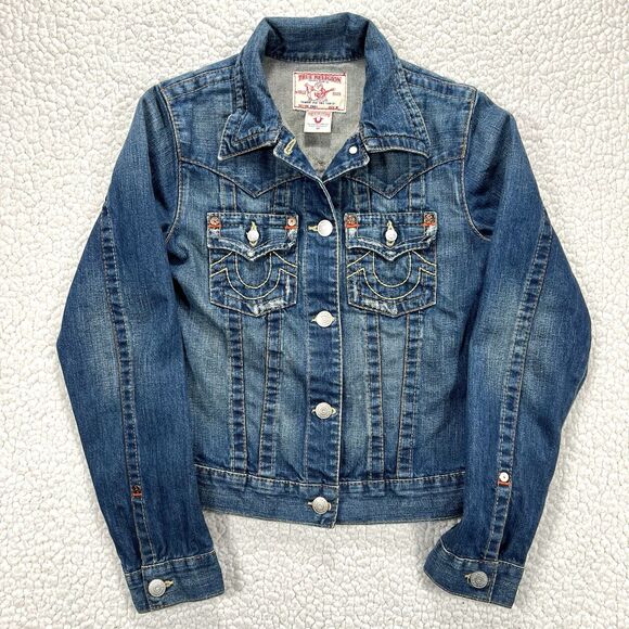 True Religion Jackets & Blazers - True Religion Denim Trucker Jacket Jimmy Women's‎ Medium Distressed Y2K